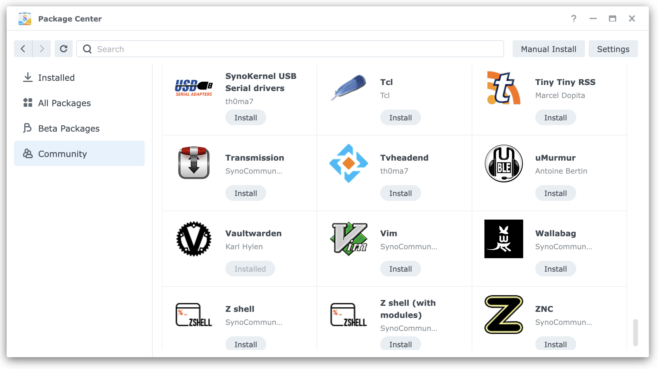 Package Center Community section